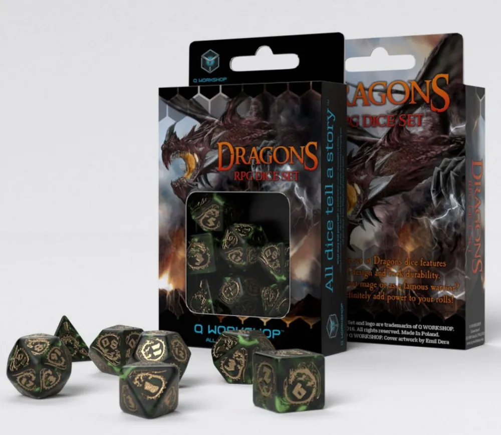 Tout Pour le Jeu 7 dés multifaces dragon Nephrite