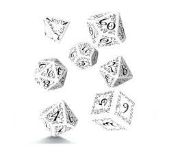 Tout Pour le Jeu 7 dés multifaces Elvish blanc et noir - style elfe super gravage