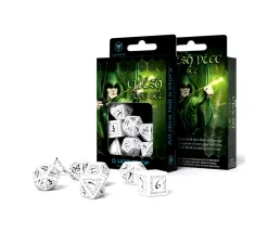 Tout Pour le Jeu 7 dés multifaces Elvish blanc et noir - style elfe super gravage