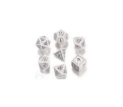 Tout Pour le Jeu 7 dés multifaces Elvish blanc et noir - style elfe super gravage