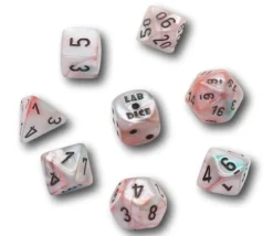 Tout Pour le Jeu 8 dés multi-faces nacrés bleu rose Lab Dice 6 chessex