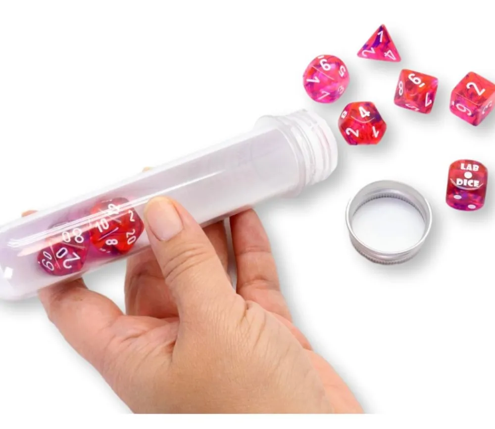 Tout Pour le Jeu 8 dés multi-faces Nebula rouge/violet LAB dice 6 chessex