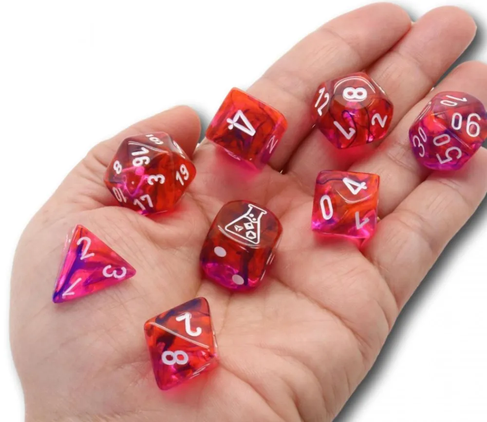 Tout Pour le Jeu 8 dés multi-faces Nebula rouge/violet LAB dice 6 chessex