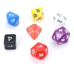 Tout Pour le Jeu 7 dés multi-faces opaques multicolores