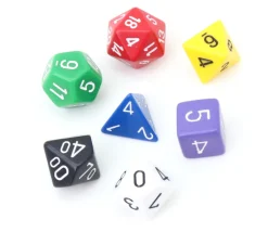 Tout Pour le Jeu 7 dés multi-faces opaques multicolores