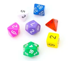Tout Pour le Jeu 7 dés multi-faces opaques multicolores