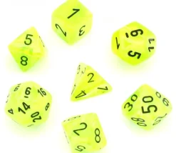 Tout Pour le Jeu 7 dés multifaces Vortex VERT/JAUNE brillant