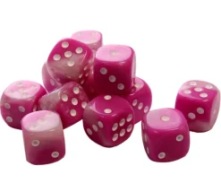 Tout Pour le Jeu 50 Dés roses perlés nacrés 16 mm avec points 1 à 6