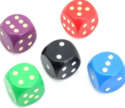 Tout Pour le Jeu 5 Dés yams en bois 16 mm points 1 à 6 pour jeu de société