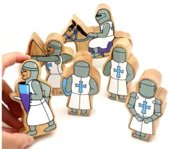 Tout Pour le Jeu 6 Figurines chevaliers en bois bleus et blancs personnage jeu