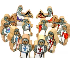 Tout Pour le Jeu 6 Figurines chevaliers en bois bleus et blancs personnage jeu