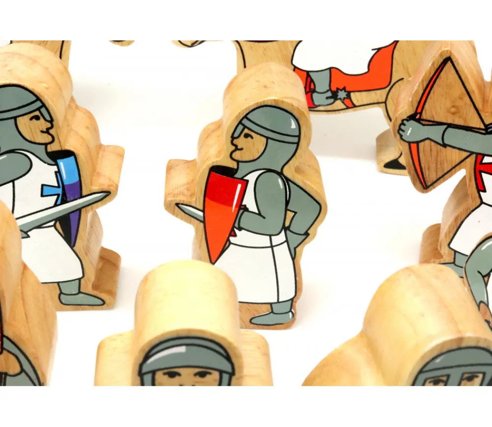 Tout Pour le Jeu 6 Figurines chevaliers en bois bleus et blancs personnage jeu