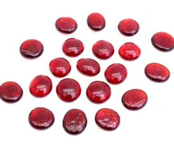 Tout Pour le Jeu 20 galets gems 15/18 mm rouge translucide - mini pierres plates