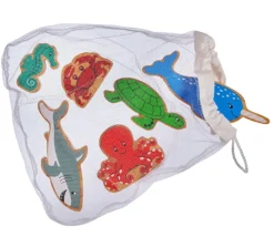 Tout Pour le Jeu 6 grands animaux de la mer en bois - figurines colorées