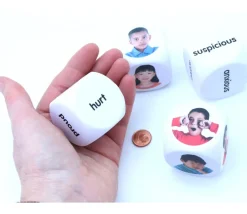 Tout Pour le Jeu 4 Grands dés émotions photos et anglais 4 cm