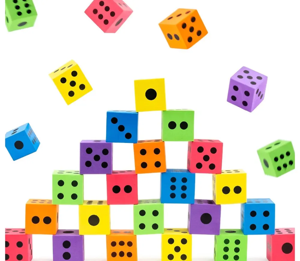 Tout Pour le Jeu 48 gros dés mousse 3,8 cm silencieux