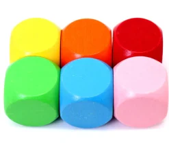 Tout Pour le Jeu 6 gros dés neutres 4 cm bois multicolores