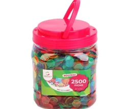 Tout Pour le Jeu 2500 Jetons 15 mm transparents colorés pour loto ou bingo
