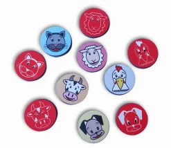Tout Pour le Jeu 35 jetons aimants ronds animaux - diamètre 2 cm