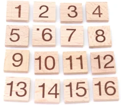 Tout Pour le Jeu 16 jetons bois 1.6 cm numérotés 1 à 16 Carré magique