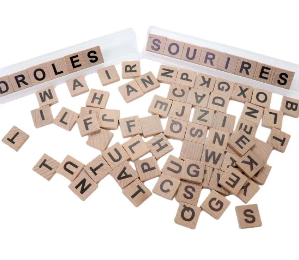 Tout Pour le Jeu 80 Jetons en bois lettres alphabet 2 cm pour jeux