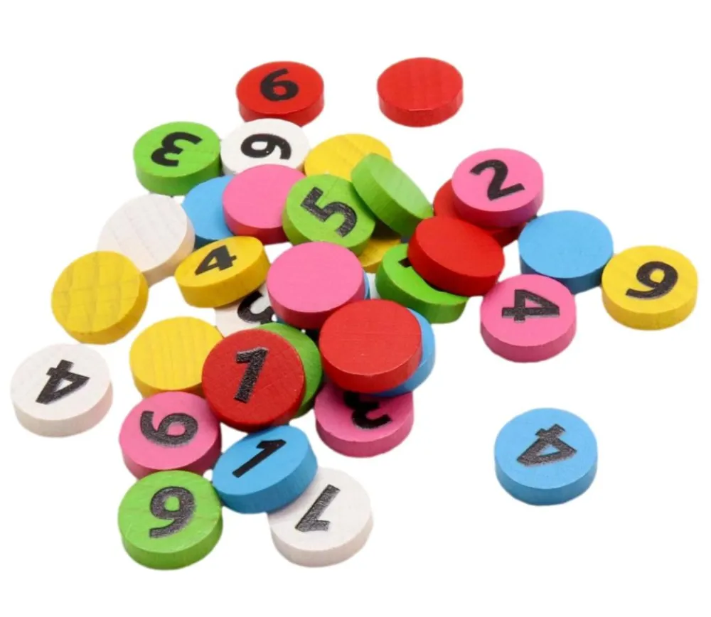 Tout Pour le Jeu 36 jetons numérotés 1 à 6 x 6 couleurs en bois