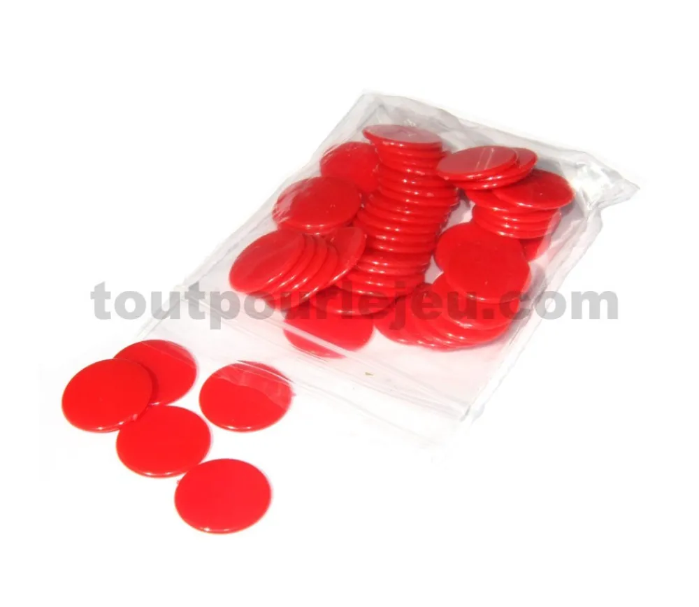 Tout Pour le Jeu 50 Jetons plastique 20 mm - pions ronds plats 2 cm pour jeux par couleur