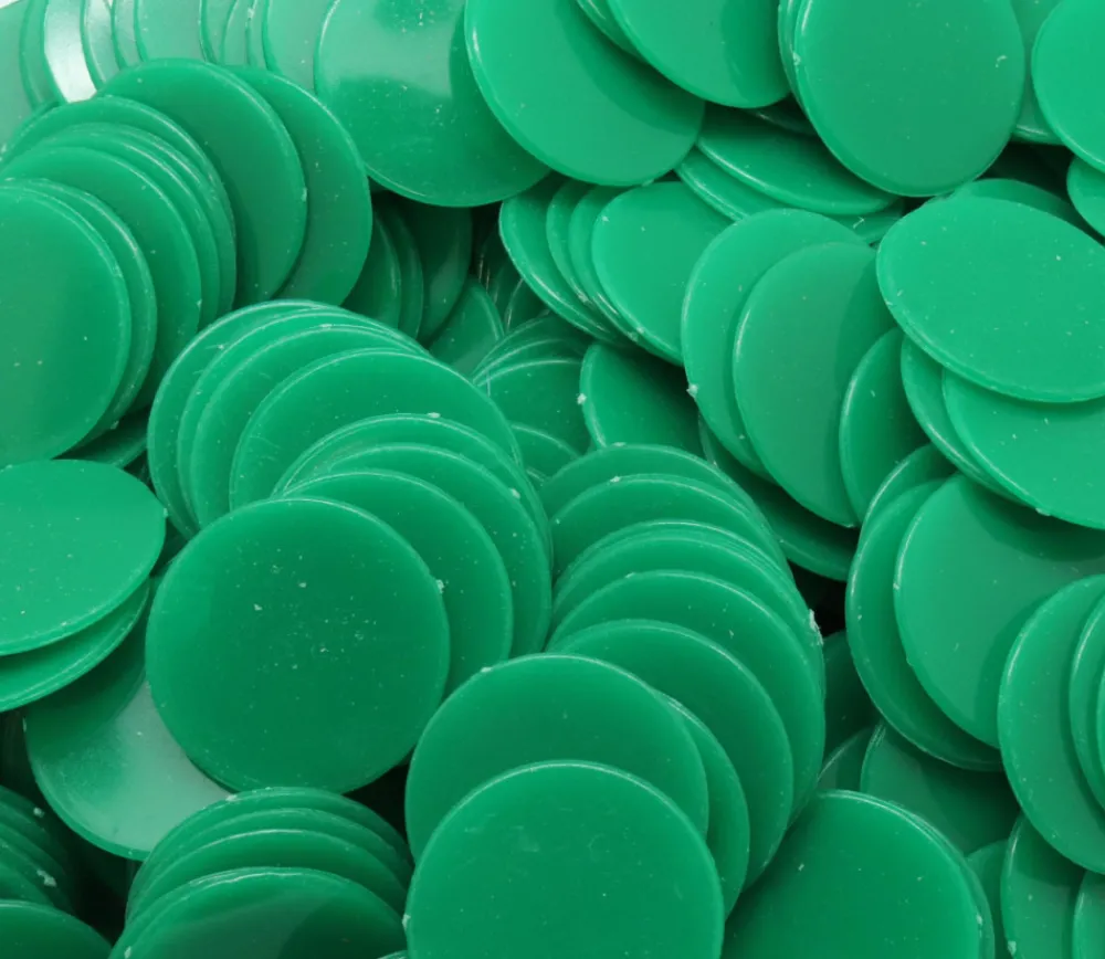 Tout Pour le Jeu 500 Jetons ronds plats de 2.4 cm verts de diamètre plastique pour jeux