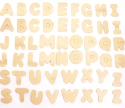 Tout Pour le Jeu 52 lettres alphabet en bois naturel 4.5 cm - 2 x 26 lettres