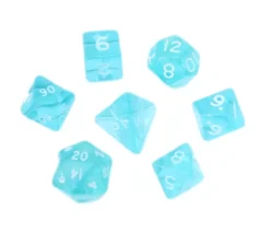 Tout Pour le Jeu 7 MINI dés multi-faces translucides turquoise