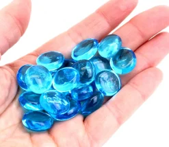 Tout Pour le Jeu 20 mini galets gems bleus translucides 12/18 mm - mini pierres plates