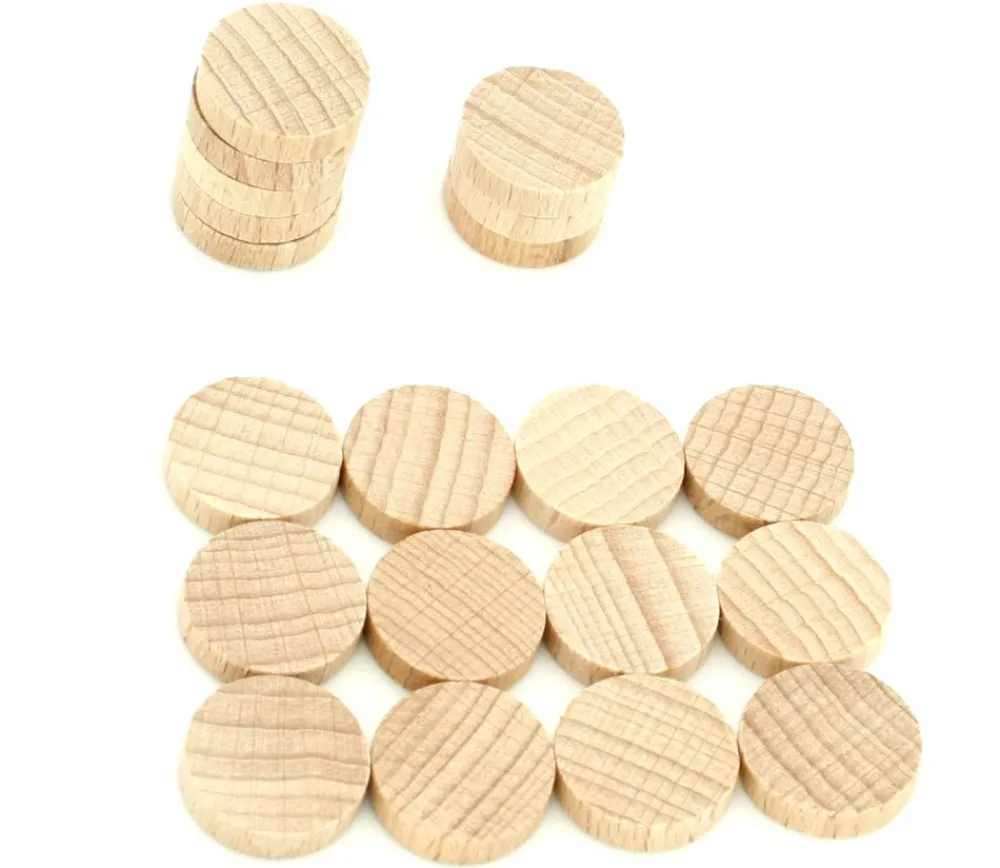 Tout Pour le Jeu 20 Mini jetons bois 1 cm - pions ronds 10 x 4 mm par couleur pour jeux