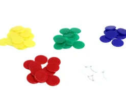 Tout Pour le Jeu 45 mini jetons ronds 1.7 cm en plastique - 5 couleurs