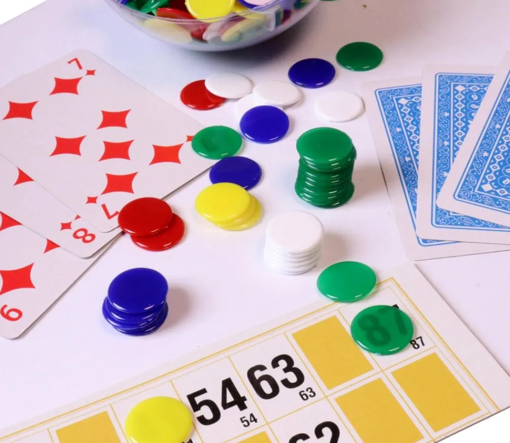 Tout Pour le Jeu 45 mini jetons ronds 1.7 cm en plastique - 5 couleurs
