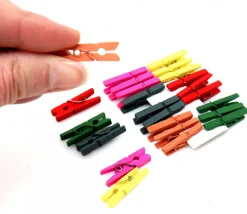 Tout Pour le Jeu 24 Mini pinces à linge en bois coloré - 25 mm