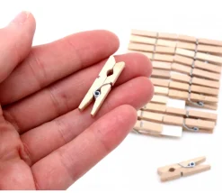 Tout Pour le Jeu 24 mini pinces à linge en bois naturel - 25 mm