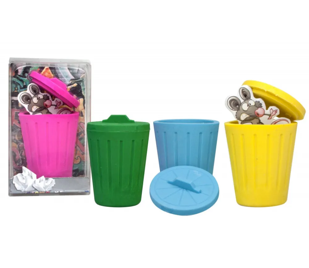 Tout Pour le Jeu 4 mini poubelles avec couvercle en gomme 5.4 cm