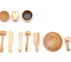 Tout Pour le Jeu 10 miniatures en bois ustensiles cuisine