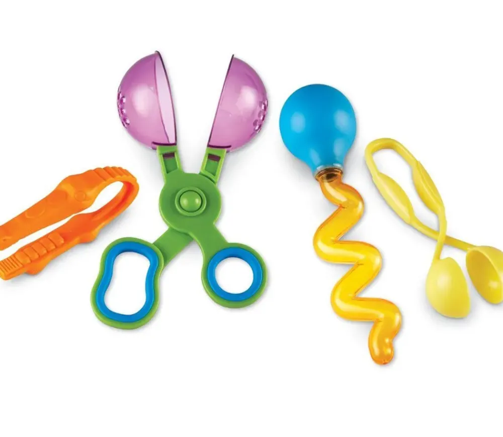 Enfant Tout Pour le Jeu 4 outils jeu motricité fine - Pince, ciseau cuillère, pince cuillère, pipette