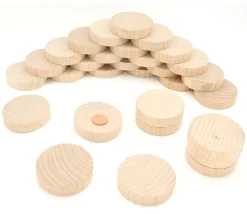 Tout Pour le Jeu 30 palets en bois brut billard hollandais standard 5 cm
