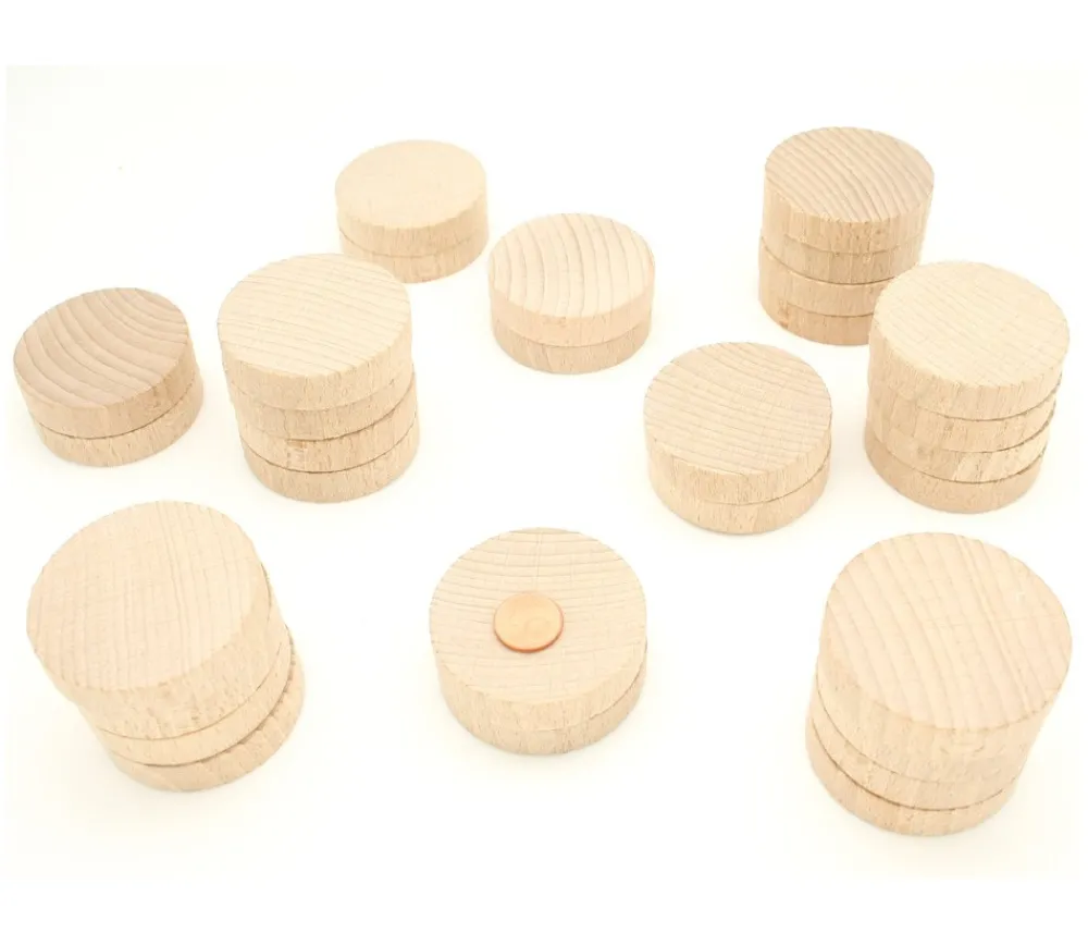 Tout Pour le Jeu 30 palets en bois brut billard hollandais standard 5 cm