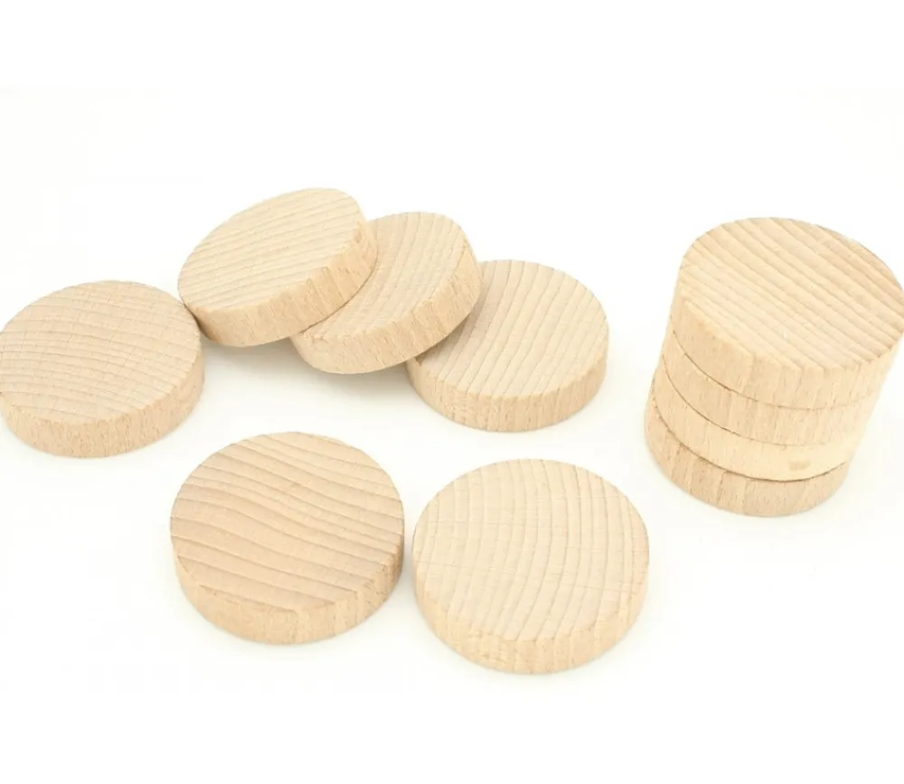 Tout Pour le Jeu 10 Palets en bois naturel 5 cm billard hollandais