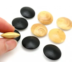 Tout Pour le Jeu 10 Palets galets buis jeu de go (5 noirs/5 naturels) 2.3 cm