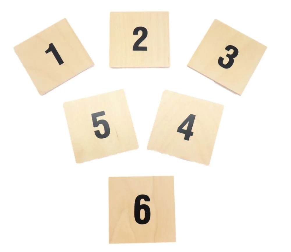 Tout Pour le Jeu 6 pavés 1 à 6 en bois 7 x 7 x 0.5 cm