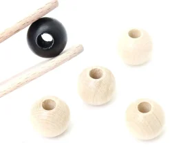 Tout Pour le Jeu 20 perles boules en bois de 2 cm - noir blanc et naturel