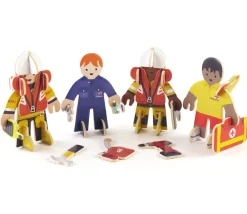 Tout Pour le Jeu 4 personnages en bois : secouristes des mers - équipe de sauvetage à construire