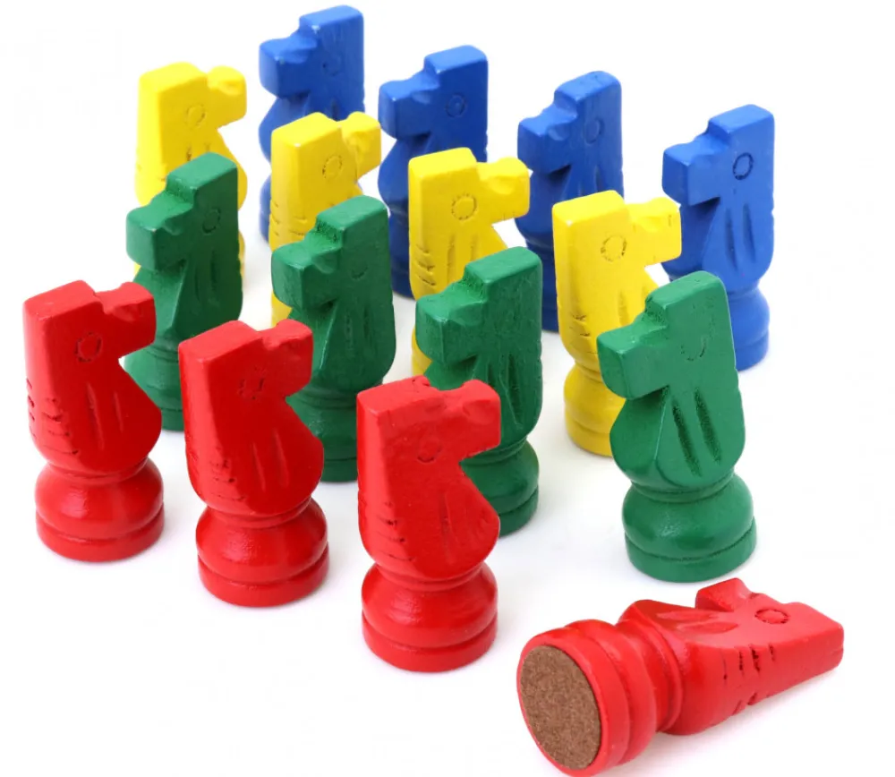 Tout Pour le Jeu 16 petits chevaux en bois - pions de jeux 4 cm