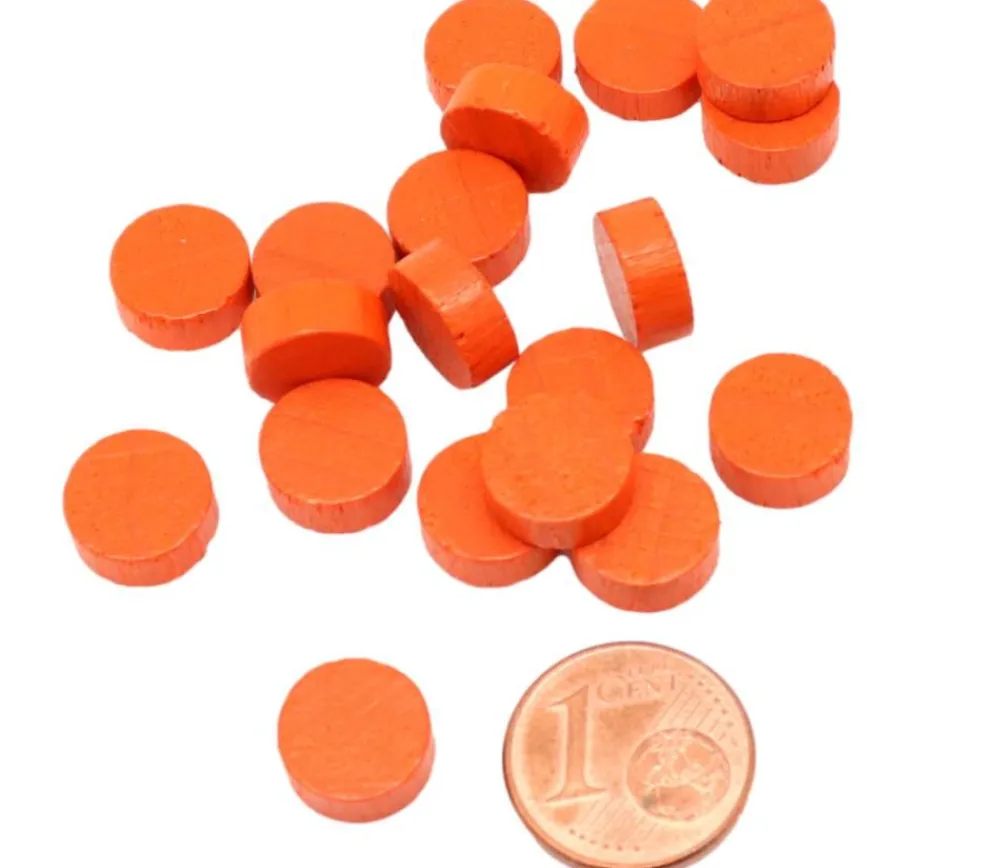 Tout Pour le Jeu 20 petits Pions ronds en bois 1.5 cm - jeton de jeu 15 x 4 mm par couleur