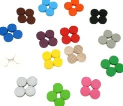 Tout Pour le Jeu 20 petits Pions ronds en bois 1.5 cm - jeton de jeu 15 x 4 mm par couleur