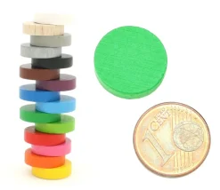 Tout Pour le Jeu 20 petits Pions ronds en bois 1.5 cm - jeton de jeu 15 x 4 mm par couleur